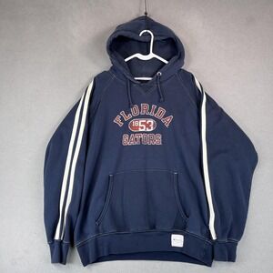 Florida Gators Hoodie Mens Large Blue NCAA Basketball Pullover Champion Striped